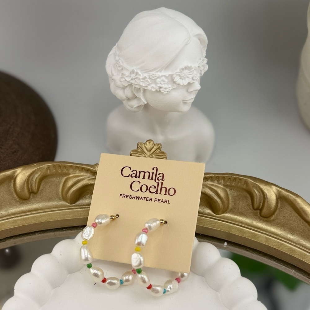 Camila Coelho Freshwater Pearl Hoop Earrings